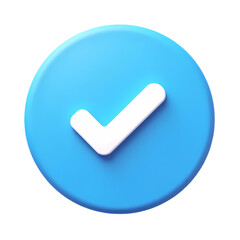 Fototapete - 3D Check Mark Icon Blue Circle and White Tick isolated on transparent background