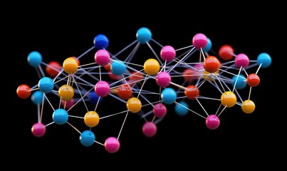 Poster - Colorful molecular structure with interconnected nodes and vibrant spheres
