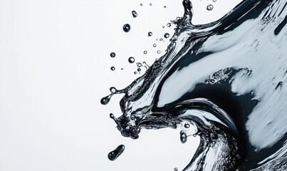 Poster - Dynamic splash of water creating abstract shapes and patterns against white background