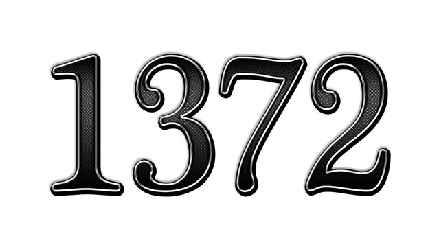 black metal 3d design of number 1372 on white background.