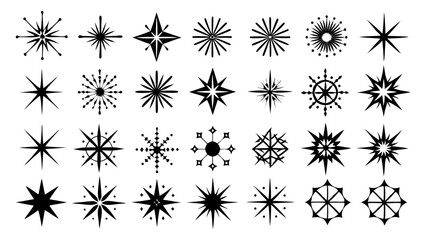 Poster - Collection of decorative starburst star shapes isolated on a white background