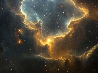 Wall Mural - A majestic star-forming region with dynamic light patterns and glowing cloud textures.
