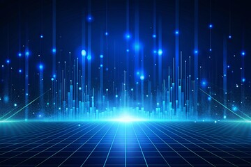 Fototapete - Abstract Digital Cityscape Futuristic Technology Background