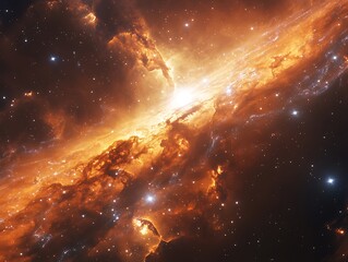 Wall Mural - A majestic star-forming region with dynamic light patterns and glowing cloud textures.