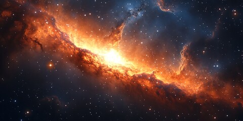 Wall Mural - A majestic star-forming region with dynamic light patterns and glowing cloud textures.