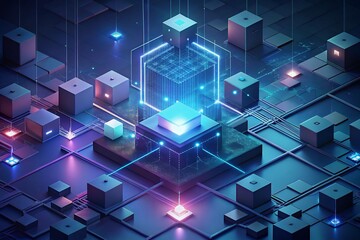 Fototapete - Abstract Digital Structure Minimalist Concept Background