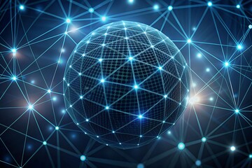 Fototapete - Abstract Network Globe Illuminated Dots and Lines Representing Global Connectivity
