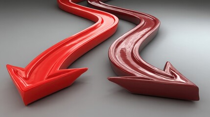 Poster - Two red arrows illustrating dynamic routing logic and real-time task reassignment in contemporary business processes