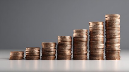 Poster - Neatly stacked coins representing financial growth and wealth accumulation in an iconic symbol of economic prosperity