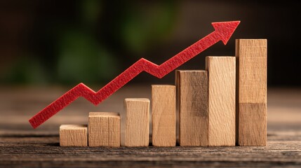 Poster - Wooden block featuring a red arrow illustrating financial hygiene and clean capital structure for effective budget management