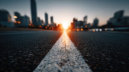 Poster - Scenic road leading to a city in the background representing financial roadmap and future vision for capital growth