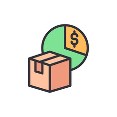Poster - Depicts logistical earnings via graphs and physical shipping box symbol
