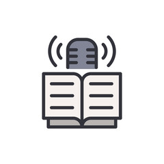 Poster - Audiobook concept illustration, podcast and books, novel audio readings icon