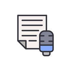 Poster - Audio Recording for Transcribing Service, microphone and document icon