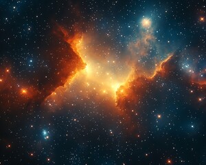 Wall Mural - Vast space nebula art with glowing stars nestled within hyper-realistic gas formations.