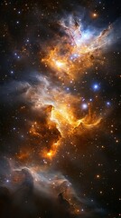 Wall Mural - Vast space nebula art with glowing stars nestled within hyper-realistic gas formations.