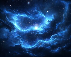 Wall Mural - Vast space nebula art with glowing stars nestled within hyper-realistic gas formations.