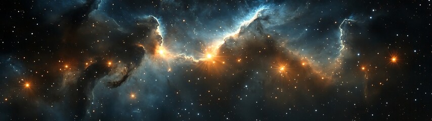 Wall Mural - Vast space nebula art with glowing stars nestled within hyper-realistic gas formations.