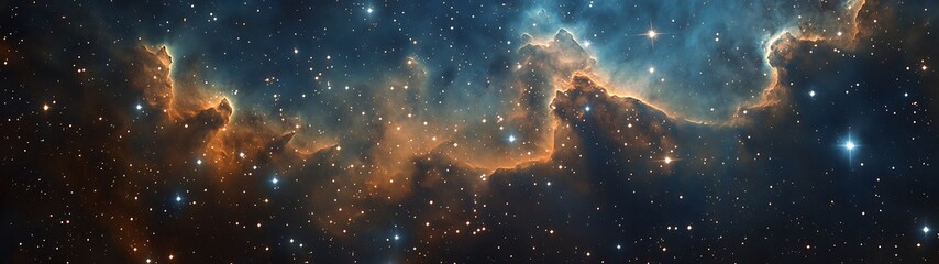 Wall Mural - Vast space nebula art with glowing stars nestled within hyper-realistic gas formations.