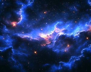 Wall Mural - Vast space nebula art with glowing stars nestled within hyper-realistic gas formations.