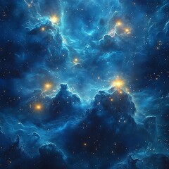 Wall Mural - Vast space nebula art with glowing stars nestled within hyper-realistic gas formations.