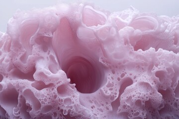 Poster - Abstract pink foam close up shot showing texture and detail with a hole in the center studio shot