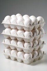 Aufkleber - Stacked egg cartons filled with white eggs studio shot close up food ingredient healthy eating protein source