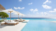 © Oksana - Luxurious infinity pool with sun loungers and umbrella overlooking the ocean