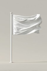 Aufkleber - white flag waving on pole against neutral background studio shot conceptual blank canvas clean slate