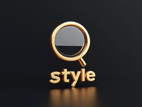 Golden magnifying glass icon with 