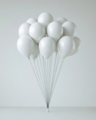 Aufkleber - Bunch of White Balloons Floating in a Minimalist Room Still Life Studio Shot Celebration Concept