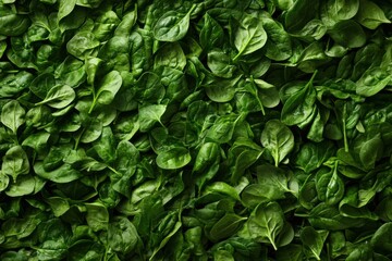 Aufkleber - Fresh spinach leaves filling frame overhead shot healthy eating ingredient green vegetable food preparation nutrition