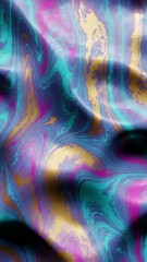 Wall Mural - Liquid Marble Abstract Background, Pink, Gold, Teal. Wavy texture footage