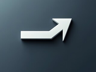 Poster - White arrow pointing up and right on dark blue background studio shot for direction growth success concept