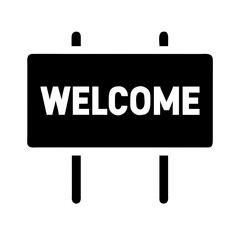 Poster - Welcome sign, simple icon, black and white, for websites