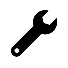 Poster - Black wrench icon, for repair, maintenance, and tools, with copy space