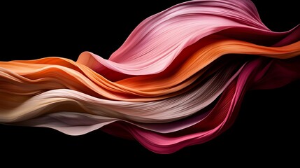 Poster - Abstract Soft Pastel Waves in Pink, Orange, and Red