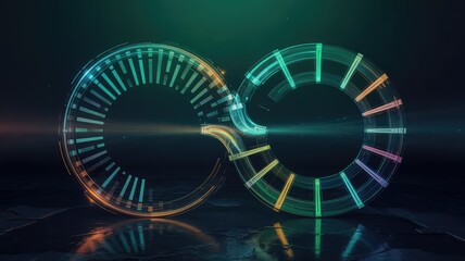 Poster - Digital infinity logo: A captivating visual narrative where technology and innovation merge to symbolize limitless potential and endless possibilities. Rendered with mesmerizing digital artistry.
