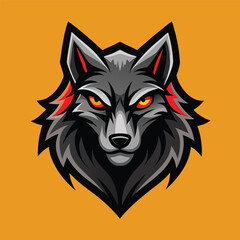 Aufkleber - Wolf logo vector illustration featuring a fierce expression with sharp details, ideal for branding and creative projects related to wildlife and nature