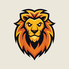Aufkleber - Lion head vector illustration showcasing fierce expression with detailed mane in vibrant colors, suited for branding and design projects