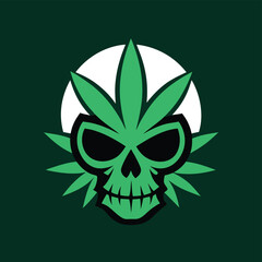 Poster - Creative skull and leaf logo design featuring a stylized skull with green leaves, perfect for brands focusing on nature, adventure, or edgy themes