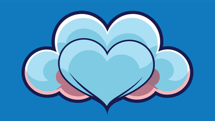 Poster - Colorful heart illustration surrounded by fluffy clouds creating a playful and cheerful atmosphere suitable for various design projects