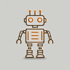 Poster - Cute Cartoon Robot Illustration: Adorable, Friendly Android with Antennae on a Gray Background.
