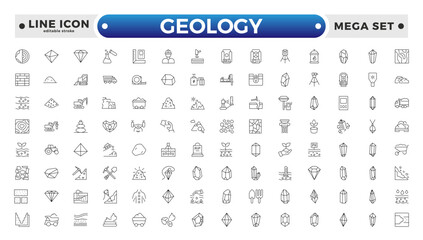 geology minimal outline web icon set. editable stroke outline icon.