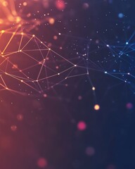 Fototapete - Abstract network of connected dots and lines against a dark gradient background with bokeh effect digital art