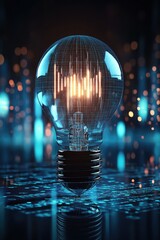 Poster - Glowing Lightbulb on Circuit Board Reflecting Future Technology and Innovation Concept Close Up Studio Shot