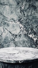Aufkleber - Marble Podium Displaying Product in Studio Shot with Dark Background and Elegant Texture for Mockup Presentation