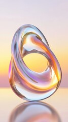 Poster - Abstract Mobius Strip with Iridescent Colors on Reflective Surface Studio Shot Artistic Render