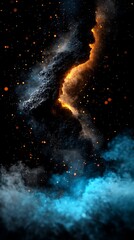 Poster - Abstract Glowing Signal Pattern in Dark Blue and Orange