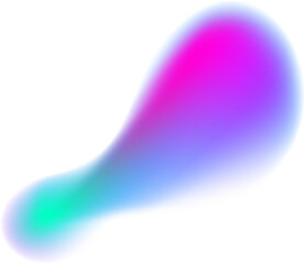 Poster - Blurred gradient shape. Blue and pink fluid soft abstract element. Liquid aura gradation blob and splash. Organic mesh futuristic neon figure.